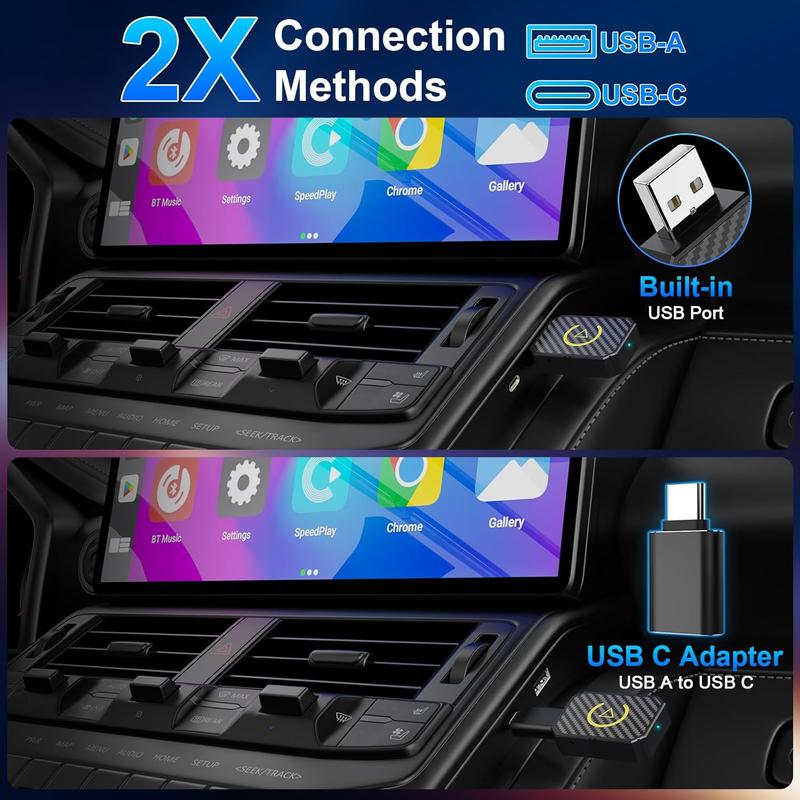 Mini Wireless Apple CarPlay Adapter, for both Apple and Android