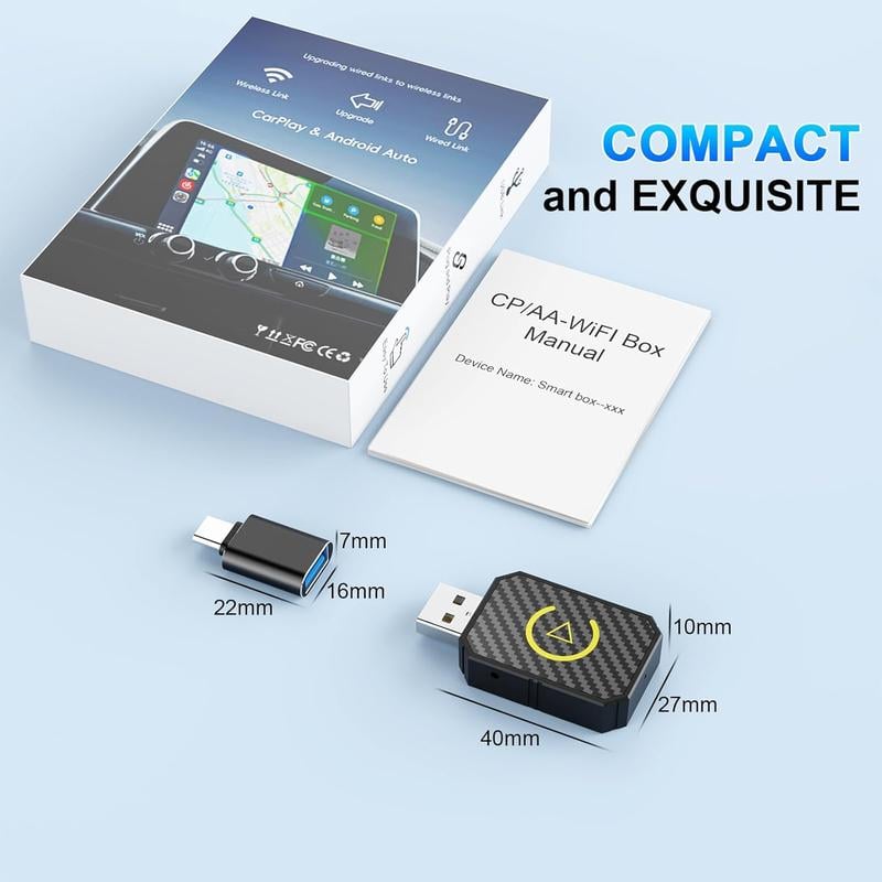 Mini Wireless Apple CarPlay Adapter, for both Apple and Android