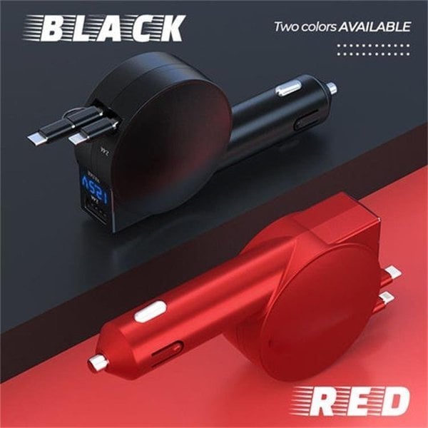 3-in-1 Retractable Fast Charging Car Adapter