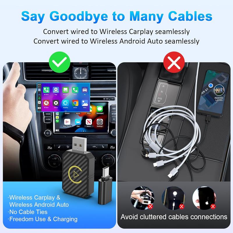 Mini Wireless Apple CarPlay Adapter, for both Apple and Android